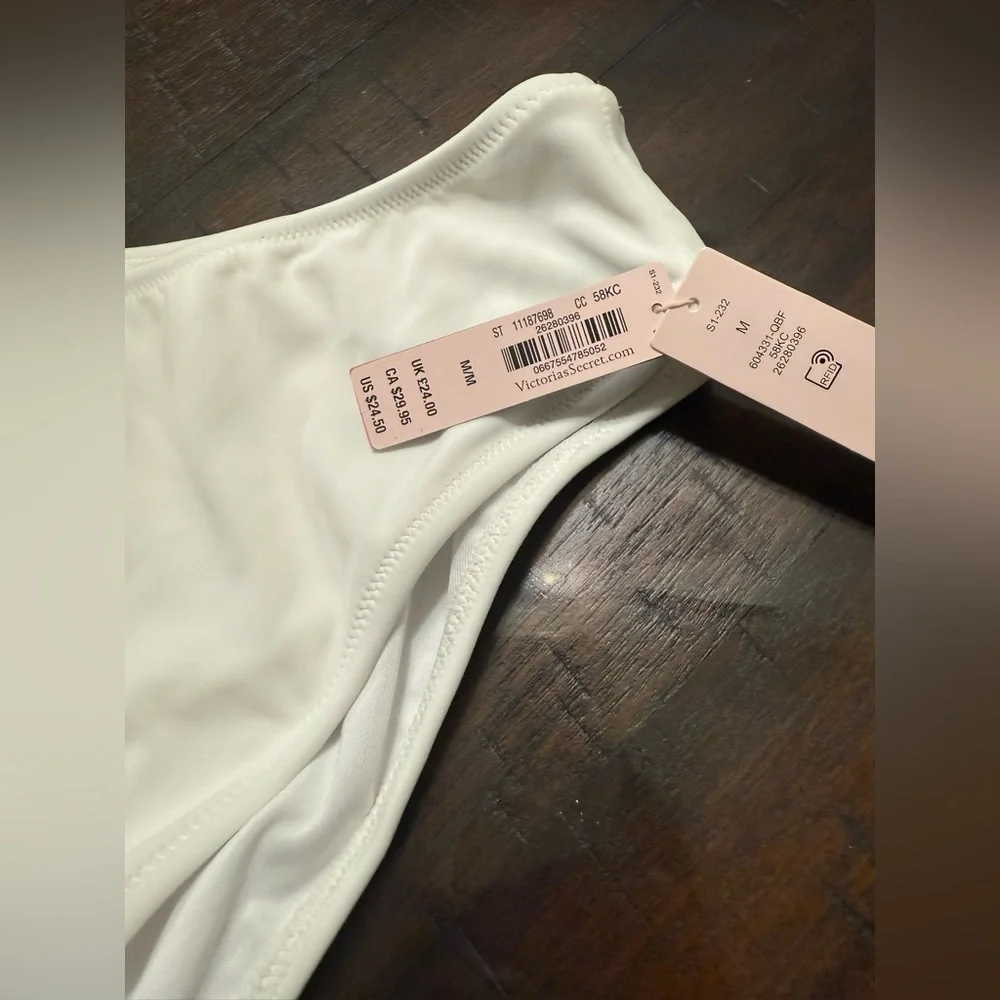 🔥 Closet Sale! Victoria's Secret White Bikini Bottom, High Waist, Size M - Picture 3 of 4